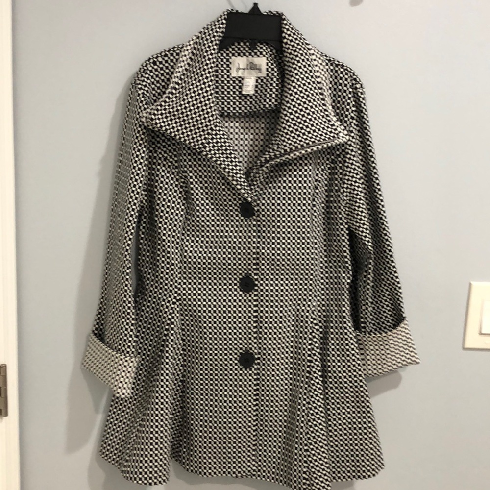 Joseph Ribkoff Black While Mid Tight Stretchy Coat Women’s Size 6